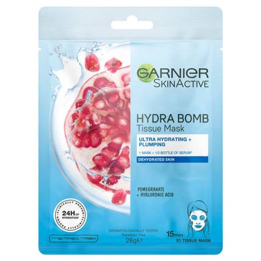 Garnier Skin Active Hydra Bomb Pomegranate Hydrating & Replenishing Tissue Face Mask - AllurebeautypkGarnier Skin Active Hydra Bomb Pomegranate Hydrating & Replenishing Tissue Face Mask