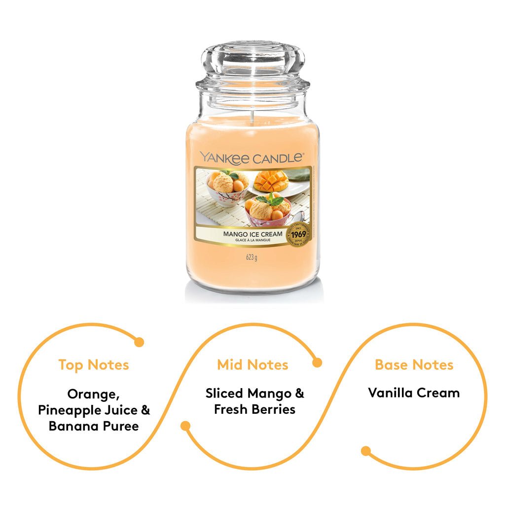 Yankee Candle Classic Medium Jar Mango Ice Cream 411G - AllurebeautypkYankee Candle Classic Medium Jar Mango Ice Cream 411G