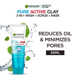 Garnier Skin Active 3 In 1 Pure Active Face Wash 50 Ml - AllurebeautypkGarnier Skin Active 3 In 1 Pure Active Face Wash 50 Ml