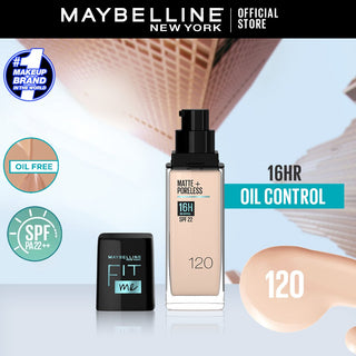 Maybelline Fit Me Matte+Poreless Foundation For Normal to Oily Skin - 120 30Ml - AllurebeautypkMaybelline Fit Me Matte+Poreless Foundation For Normal to Oily Skin - 120 30Ml