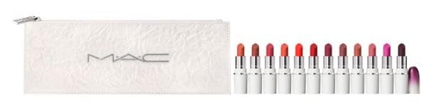 MAC Lips by the Dozen Mini Powder Kiss Lipstick 12 Piecs+Bag