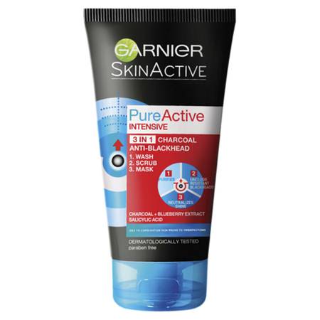 Garnier Skin Active 3 in Charcoal Pure Actice Face Wash 50Ml