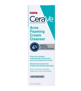 Cerave Acne Foaming Cream Cleanser 4% Benzoyl Peroxide Acne Treatment 150Ml