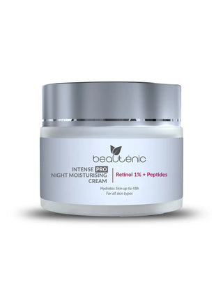 Jar of beauteonic Pro Intense Night Moisturizing Cream on a white background
