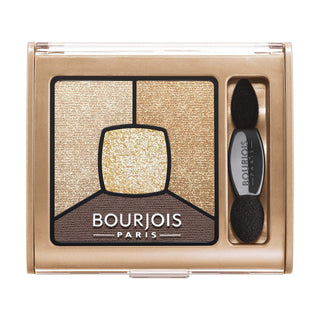 Bourjois Paris eyeshadow palette with brush on a white background