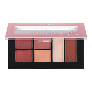 Makeup palette with six colors on a white background