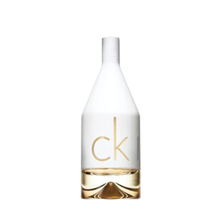 Perfume bottle with 'ck' logo on a white background