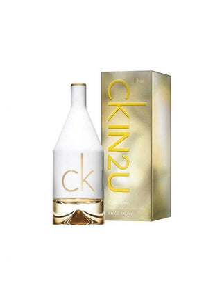 Calvin Klein IN2U perfume bottle and packaging on a white background