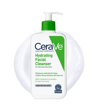 Hydrating Facial Cleanser cleanser on botel on white background 