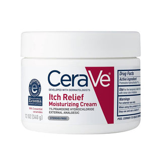 CeraVe Itch Relief Moisturizing Cream jar on a white background