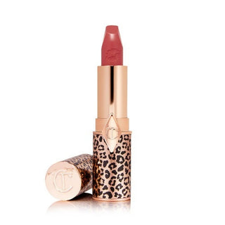 Lipstick with leopard print casing on a white background