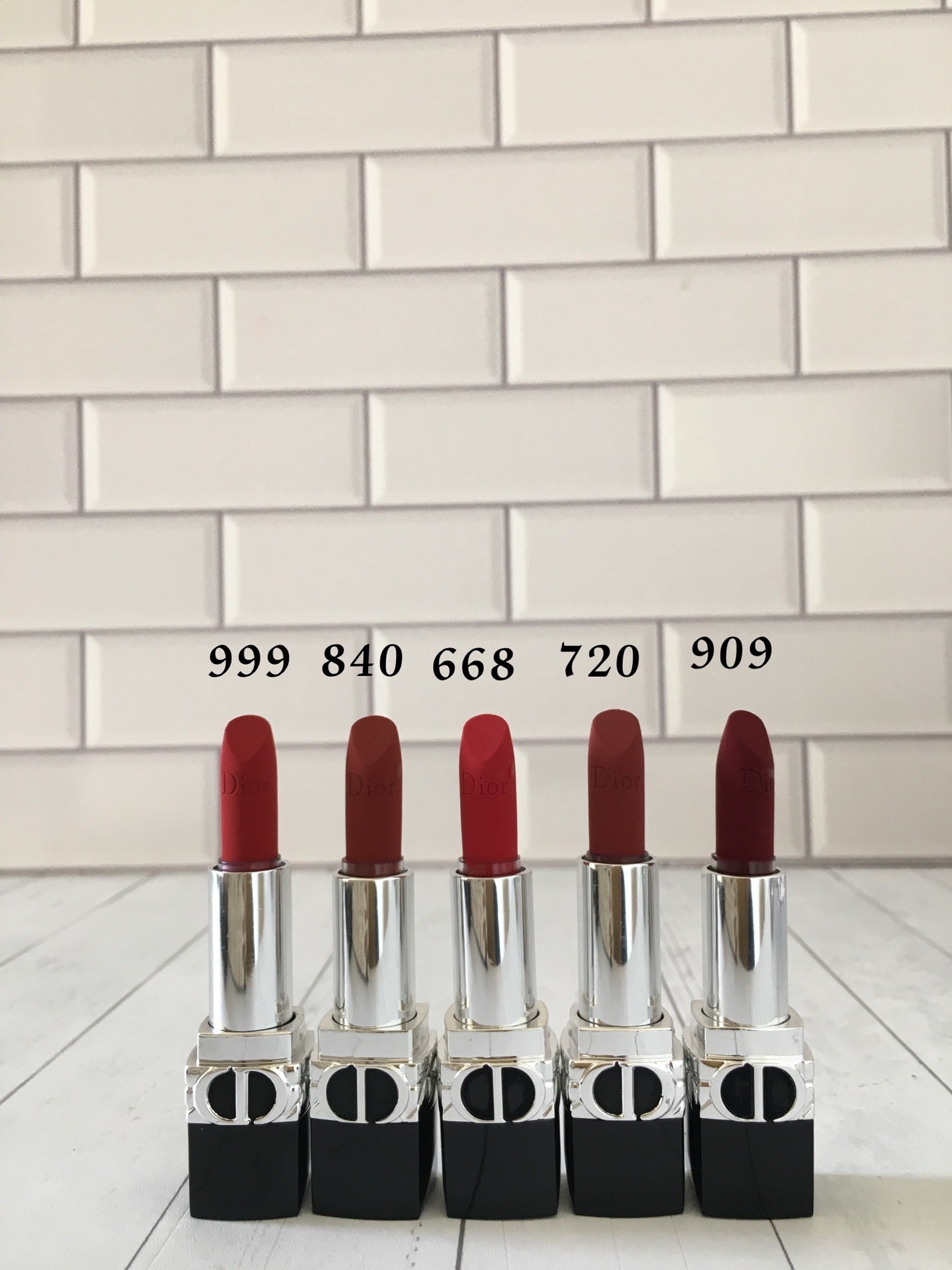 Christian Dior Rouges A Levres Lipstick Set 999 Velvet+668 Glam Velvet+720 Icon+840 Rayonnant+909 Rouge Baby