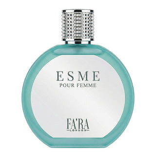 Perfume bottle labeled 'Esme pour Femme' by Fçára London on a white background