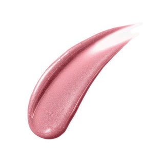 Pink lip gloss swatch on a white background