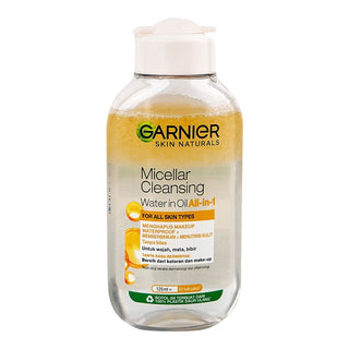 Garnier Micellar Cleansing Water in Oil bottle on a white background