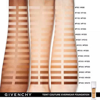 Givenchy foundation swatch chart on a white background