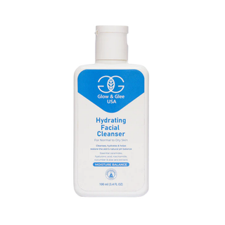 Bottle of Glow & Glee Hydrating Facial Cleanser on a white background