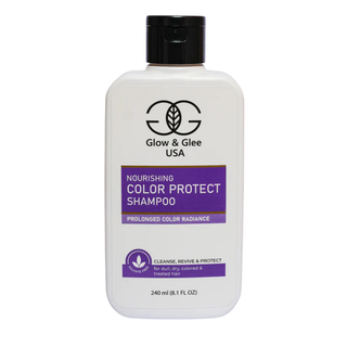 Shampoo bottle labeled 'Glow & Glee USA' on a white background