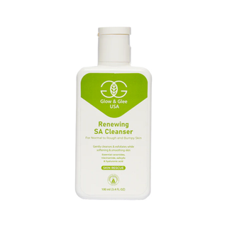 Glow & Glee Renewing SA Cleanser bottle on a white background