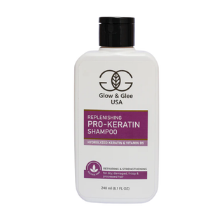 Shampoo bottle labeled 'Glow & Glee USA' on a white background