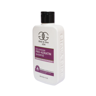 Shampoo bottle with 'Glow & Glee USA' branding on a white background