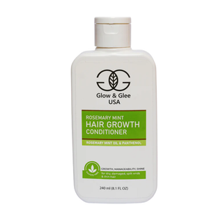 Glow & Glee hair growth conditioner bottle on a white background