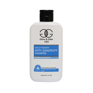 Shampoo bottle labeled 'Glow & Glee USA' on a white background