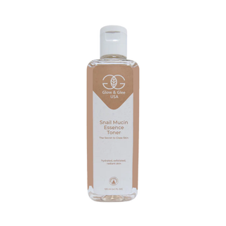 Snail Mucin Essence Toner bottle with Glow & Glee USA branding on a white background