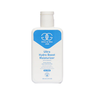Glow & Glee Ultra Hydro Boost Moisturizer bottle on a white background