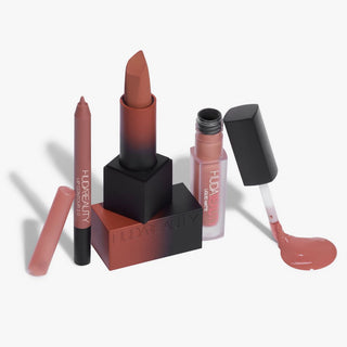 Huda Beauty Lip Trio Set Lip Contour Pink Brown+Matte Lipstick Interview+Liquid Lipstick Bombshell - AllurebeautypkHuda Beauty Lip Trio Set Lip Contour Pink Brown+Matte Lipstick Interview+Liquid Lipstick Bombshell