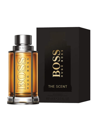 Hugo Boss The Scent perfume bottle and packaging on a white background