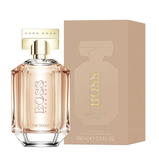 Hugo Boss The Scent perfume bottle and packaging on a white background
