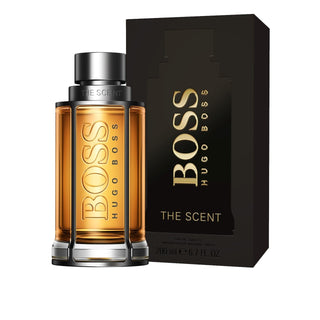 Hugo Boss The Scent perfume bottle and packaging on a white background