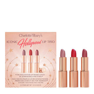 Charlotte Tilbury Iconic Hollywood Lip Trio Set Icon Baby+Vixen+90s Pink