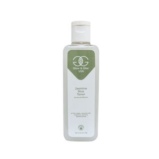 Bottle of Glow & Glee Jasmine Rice Toner on a white background