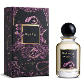 Nightology Exquisite Lily perfume bottle and packaging with floral design