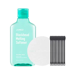 Jumiso Blackhead Melting Softener with applicator and cotton pads on a white background