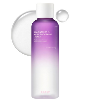 Purple toner bottle with white cap on a white background
