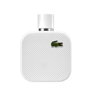 White Lacoste perfume bottle on a white background