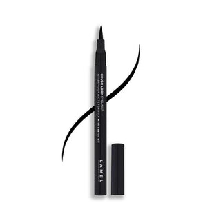 Black eyeliner pen with cap on a white background