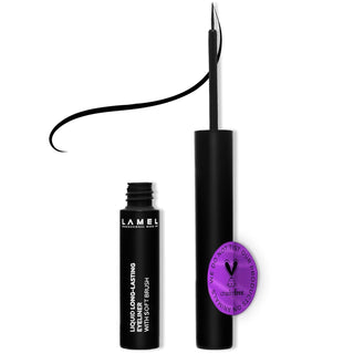 Lamel liquid long-lasting eyeliner with brush on a white background