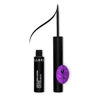 Black eyeliner pen with cap on a white background