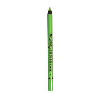 Green eyeliner pencil with black cap on a white background