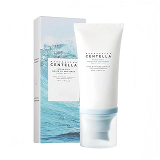 Madagascan Centella water cream packaging and tube on a white background