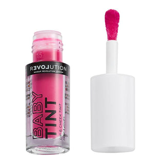 Makeup Revolution Baby Tint lip and cheek tint with applicator on a white background
