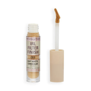 Makeup concealer with applicator on a white background