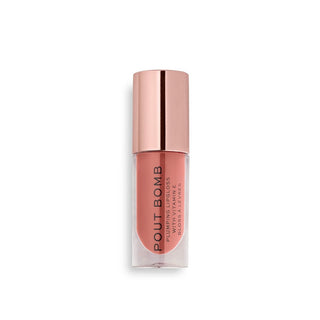 Lip gloss with rose gold cap on a white background