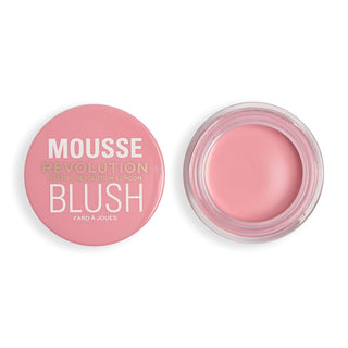 Mousse Revolution blush with open container on a white background