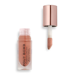 Lip gloss with applicator on a white background