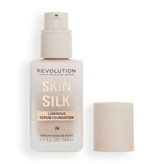 Makeup Revolution Skin Silk Luminous Serum Foundation bottle on a white background